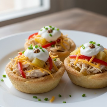 Курица, ананас, сладкий перец и сыр в йогуртовой заправке